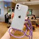 thumbnail image 1 of Funda dura transparente con cordón de collar cruzado para iPhone, cubierta suave transparente para iPhone 14 13 12 MiNi 11 Pro Max XS XR X 8 7 Plus SE 3 Fivean unisex, 1 of 2