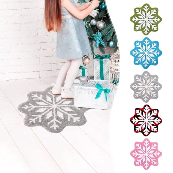Grrvtrz Snowflakes Rug Winter Snowflake Doormat Snowflake Welcome Mat Cute Christmas Decorative Non-Slip Washable Door Mats for Indoor Outdoor Entrance Home Bathroom,Rugs,Home Decor