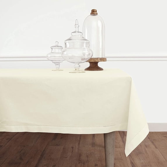 ZXNYH Cotton Linen Tablecloth Yellow – 58 x 104 Inch Hemstitch Tablecloth for Spring, Summer, Dining, Wedding, Indoor, Outdoor – Machine Washable and Handcrafted from Natural Fabric