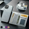 thumbnail image 2 of Feishell for iPhone 11 Pro Wallet Case, Card Slots Zipper Pocket 2 in 1 Phone Cover with Kickstand, Sparkle Luxury PU Leather Magnetic TPU Anti-Scratches Shockproof Protective Case,Silver, 2 of 12
