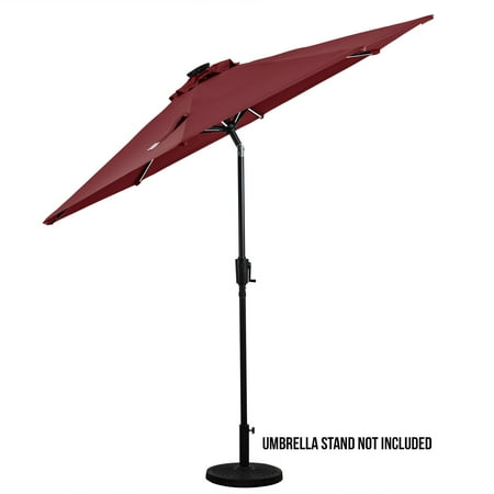 Sun Ray - 9' Round Next Gen Solar Lighted Umbrella - Grey