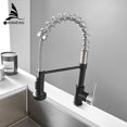 thumbnail image 3 of Kitchen Faucets Brush Brass Faucets for Kitchen Sink Single Lever Pull Out Spring Spout Mixers Tap Hot Cold Water Crane 866053R, 3 of 5