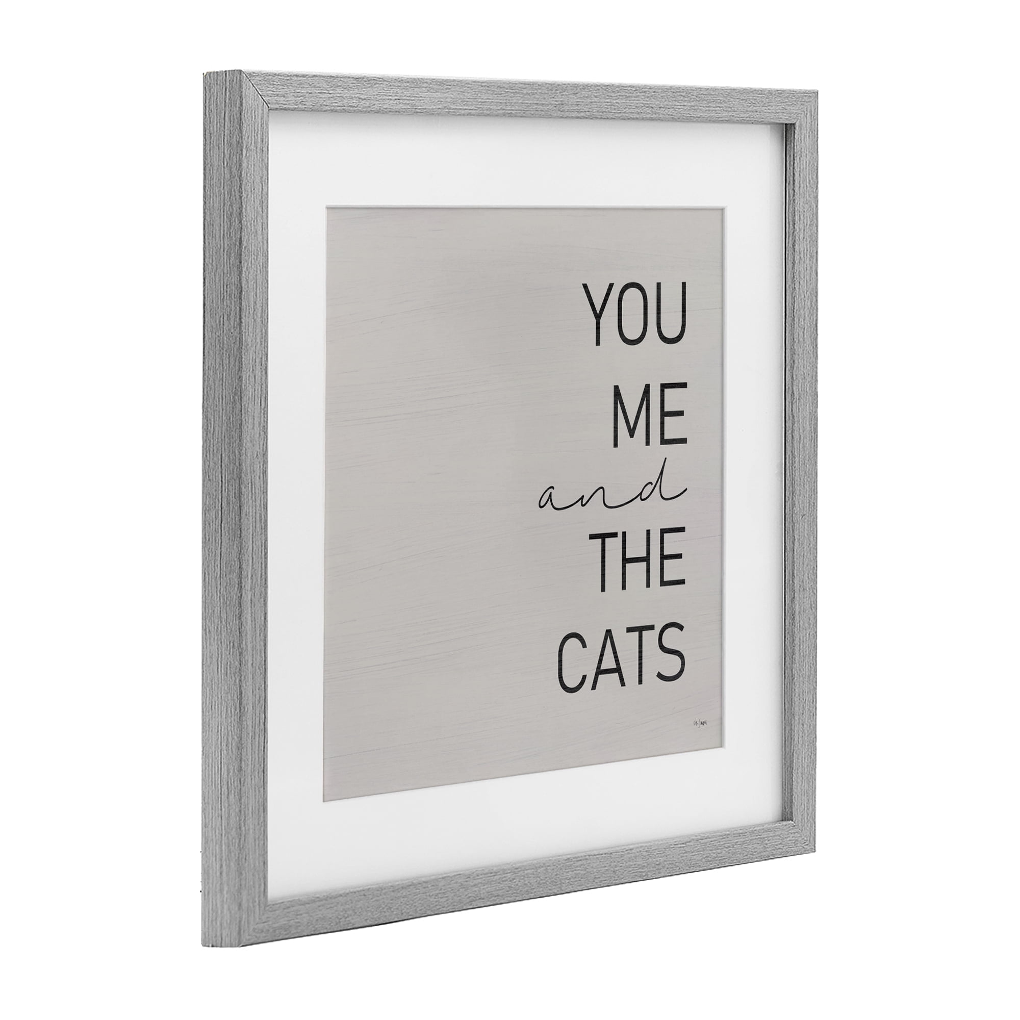 Stupell Industries Minimal You Me & Cats Gray Framed Print Under Glass, design by Jaxn Blvd.