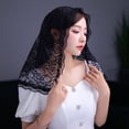 thumbnail image 5 of Floral Lace Veils for Head Covering Latin Mass Mantilla Veils Short Scarf for Bridal Women White Black Catholic Church V, 5 of 16