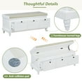 thumbnail image 4 of Shoe Cabinet with Hidden Storage on Top, Entryway Bench with 2 Cushioned Seats, 3 Drawers, Anti-Collision Pad Design, Shoe Storage Bench for Entryway, Bedroom, Living Room, White, 4 of 7