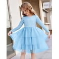 thumbnail image 3 of Arshiner Toddler Tutu Dress Girls Long Sleeve Fall Winter Tiered Formal Party Tulle Dresses for Kids, 3 of 6