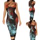 thumbnail image 1 of TRKIYQC Vestido Ajustado para Mujer, Correa Diagonal para el Hombro Estampado 3D de una Pieza, Sin Mangas Sin Espalda Paquete Cadera Midi Vestido TRKIYQC  moda, 1 of 10