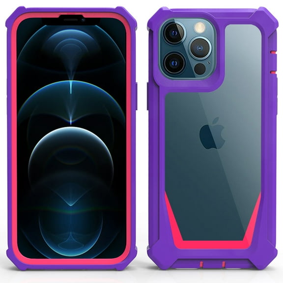 Military Grade Transparent Hybrid Case for iPhone 14 Pro - Purple Hot Pink