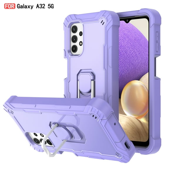 Galaxy A32 5G Case - Heavy Duty Protective Hybrid Rugged Kickstand Shockproof Case Protective Cover with Ring Holder for Samsung Galaxy A32 5G, H