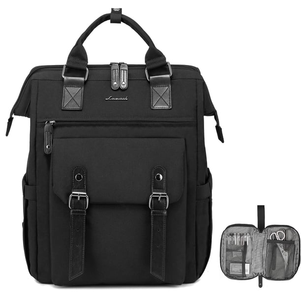 Mochila para portátil LOVEVOOK para mujer de 15,6 pulgadas con puerto USB, color negro