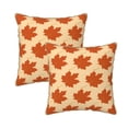 thumbnail image 1 of Velvet Decorative Throw Pillow Covers Set of 2, Soft Square Cushion Cover with Invisible Zipper Orange Maple Leaf Leaves Printing, 16"x16", 1 of 7