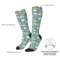 thumbnail image 4 of Naloa Dino Christmas Adventure Snowy Blue Knee Socks, High Socks Long Stretchy Sock Women Knee High Stocking, Long Socks for Women, 4 of 6