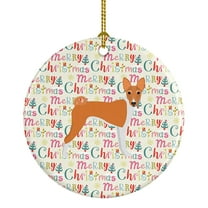 Siberian Husky Merry Christmas Ceramic Ornament 2.8 in x 2.8 in