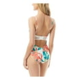 thumbnail image 2 of VINCE CAMUTO SWIM Women's White Tropical Print Stretch Adjustable Mesh Cutout Deep V Neck Full Coverage One Piece Swimsuit 6, 2 of 2