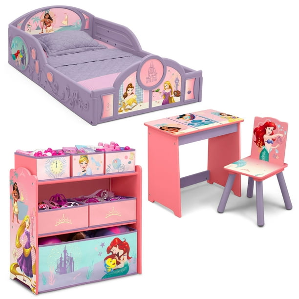Disney Princess 4-Piece Room-in-a-Box Bedroom Set by Delta Children -  Includes Sleep & Play Toddler Bed, 6 Bin Design & Store Toy Organizer and  Art Desk with Chair - Walmart.com