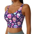 thumbnail image 2 of Balery Skull mushroom colorful cute Pattern Racerback Sports Bras for Women - Padded Seamless High Impact Support for Yoga Gym Workout Fitness-Large, 2 of 8