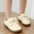 thumbnail image 2 of Girls' Bow Ballet Flats | Beige Dress Shoes for Kids/Kids with Velcro Strap, Comfortable & Easy On for Special Occasion, School,Size 3-3.5T, 2 of 6
