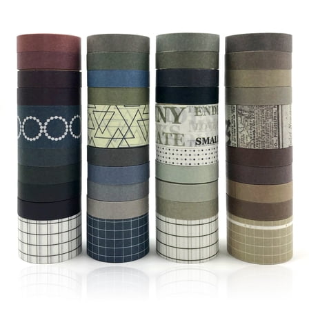 LELE LIFE 40 Rolls Vintage Washi Tape Set, Aesthetic Adhesive Decorative Tape, Scrapbook Tape Colored Masking Tape for Scrapbooking, Journaling, Junk Journal, Craft Supplies