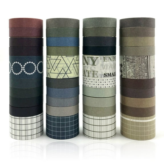 LELE LIFE 40 Rolls Vintage Washi Tape Set, Aesthetic Adhesive Decorative Tape, Scrapbook Tape Colored Masking Tape for Scrapbooking, Journaling, Junk Journal, Craft Supplies