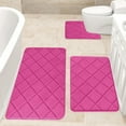 thumbnail image 5 of 3-Piece Ultra-Soft Velvet Foam Bath Mat Set 16"x24" Non-Slip Water-Absorbent Machine-Washable Bathroom Rugs for Tub, Vanity & Toilet, Thick Plush Microfiber Quick-Dry Floor Mats，Pink, 5 of 7