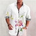 thumbnail image 1 of Camisa con botones y cuello estampado retro con patrón geométrico cuadrado para hombre, ropa informal de calle cómoda y suave, de talla grande, 1 of 6