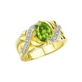 thumbnail image 3 of RYLOS Bagues pour Femmes Bague en Or Jaune 14K Classique Pierre Précieuse Ovale 9x7 mm et Diamants Péridot d'Août Bijoux Taille 10, 3 of 7