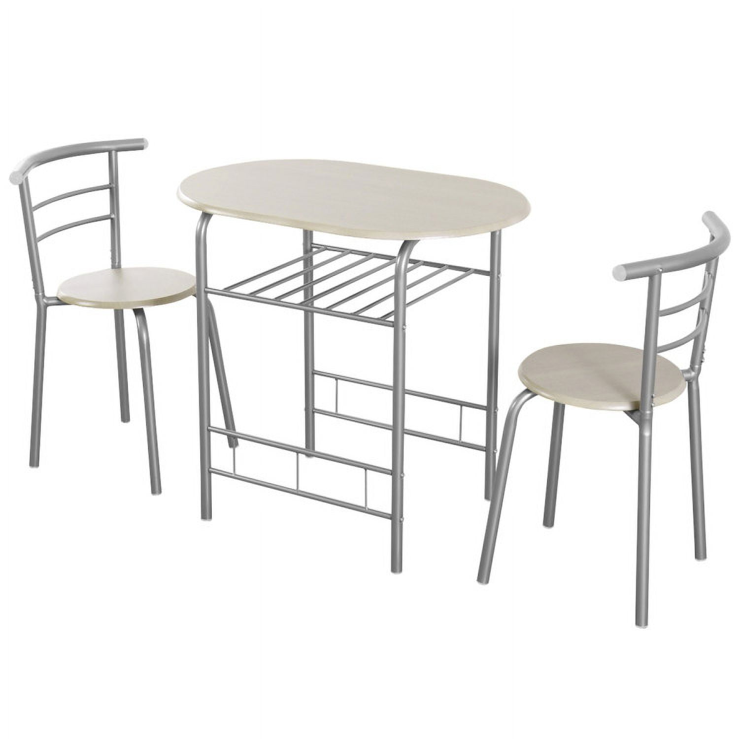 Finihen Dining Set, Dining Table Set, 3-Piece Space-Saving Bistro Set for Kitchen and Apartment, for Home, Restaurant, Light Gray