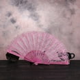 thumbnail image 2 of Fdelink Fans Clearance Lace Fan Hand Party Style Held Flower Wedding Chinese Dance Silk Folding Fans Pink, 2 of 2