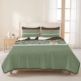thumbnail image 3 of King Quilt Set 96''x106'', Sage Green Brown Flowers Lightweight Bedspread Coverlet Set with 2 Pillow Shams, Classic Botanical Art Elegant Breathable All Season Quilt Bedding for Bedroom/Guest Room, 3 of 9