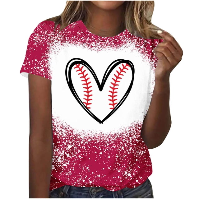 Camisas de Mujer Casual Impreso Cuello Redondo Manga Corta Superior, Blusa de Moda para Uso Diario Y de Fiesta