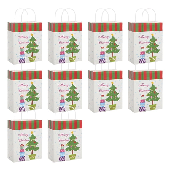 White kraft gift wrap tote for Christmas