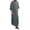 Grey, variant on Linen Blend Tunic Shirt Long Sleeve Modern Casual Minimalist Design Ankle Length Top for Everyday Black L