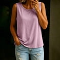 thumbnail image 2 of Delconic Womens Padded Tank Top Loose Fit Sleeveless Camisole Lightweight Built In Bra Casual Round Neck Summer Top Light Purple 2XL, 2 of 8
