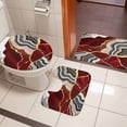 thumbnail image 4 of Red Marble Bath Mat 3 Piece Bathroom Rug Set, Grey Gold Texture Vintage Farmhouse Art Non Slip Bath Rug Contour Mat and Toilet Lid Cover, Absorbent Shower Mats Soft Bath Rugs and Mats Sets, 4 of 8