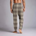 thumbnail image 5 of Wutalume Men's Casual Pants with Drawstring Waistband, Cuffed Legs, and Pockets, Featuring a Plaid Checkered Pattern, Great for Home Use, Sleeping,Khaki 2XL, 5 of 7
