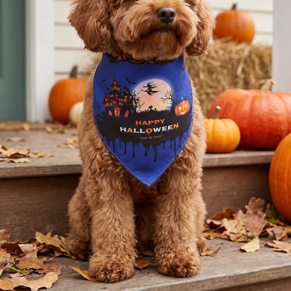 FEOLGEHLY Dog Bandanas for Halloween Fall Decorations, Adjustable Puppy Bandana, Dog Clothes Accessories, Breathable Dogs Kerchief, Washable Pet Scarves, Triangle Puppy Bibs - Small Dogs Bandana