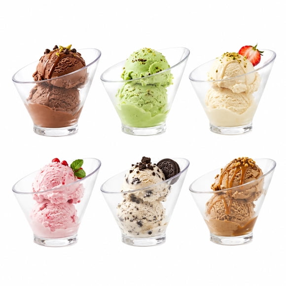 Set 5 Copas Acrílicas Para Helado Postre 380 ml Inclinadas