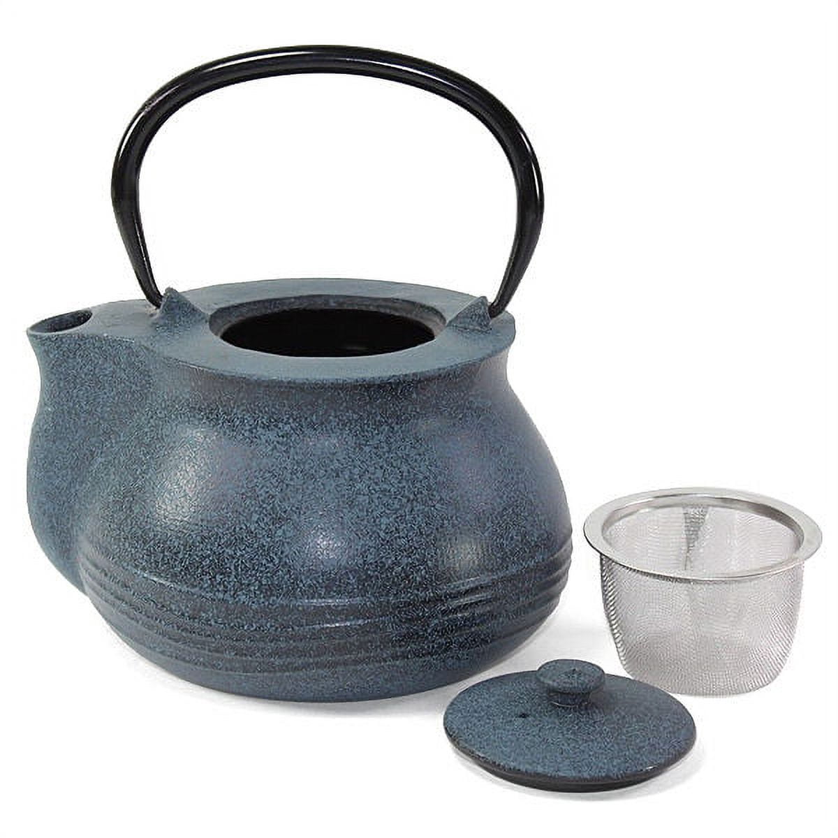 Smiling Juju 24 fl oz Blue Japanese Cast Iron Teapot Tetsubin with Infuser Filter Kitchen