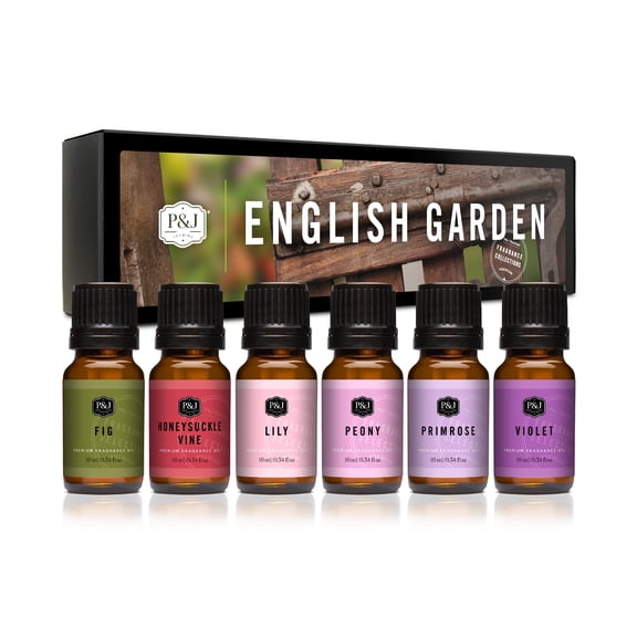 P&J Fragrance Oil | English Garden Set of 6 - Scented Oil for Soap Making, Diffusers, Candle Making, Lotions, Haircare, Slime, and Home Fragrance