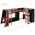 thumbnail image 2 of Harper & Bright Designs L-Shaped Gaming Loft Bed with Desks, Double Twin Loft Beds with LED Lights, USB Ports, Storage Bookshelves, Wood Corner Loft Bed for 2, Red, 2 of 18