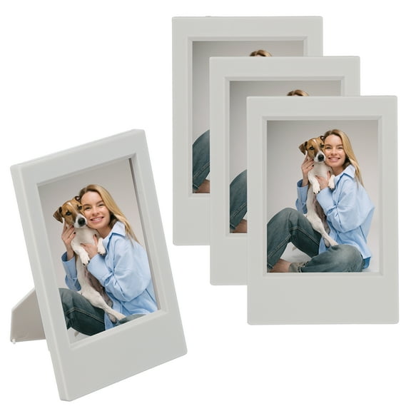 4pcs Mini Picture Frames, 2.4 x 3.6 Inch Rectangular Film Photo Frame, Small Instant Film Photo Frame Holder for Tabletop Picture Display, Gray