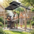 thumbnail image 2 of Outsunny Pavillon de Gril à Toit Rigide 8 x 6 Pi, Pavillon de BBQ avec Double Toit en Métal, 2 of 10