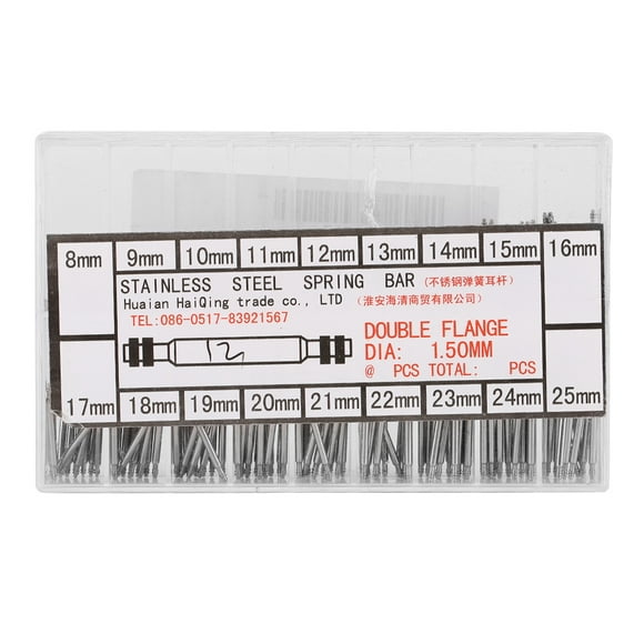 Barra de resorte, 18 tamaños, 216 piezas, barra de resorte de correa de reloj de acero inoxidable, barra de resorte de acero inoxidable confiable y duradera