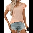thumbnail image 3 of Camiseta de Verano para Mujer, con Cuello en V, Volantes y Mangas , Color Naranja, Talla M, 3 of 10