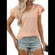 thumbnail image 3 of Camiseta de Verano para Mujer, con Cuello en V, Volantes y Mangas , Color Naranja, Talla XXL, 3 of 10