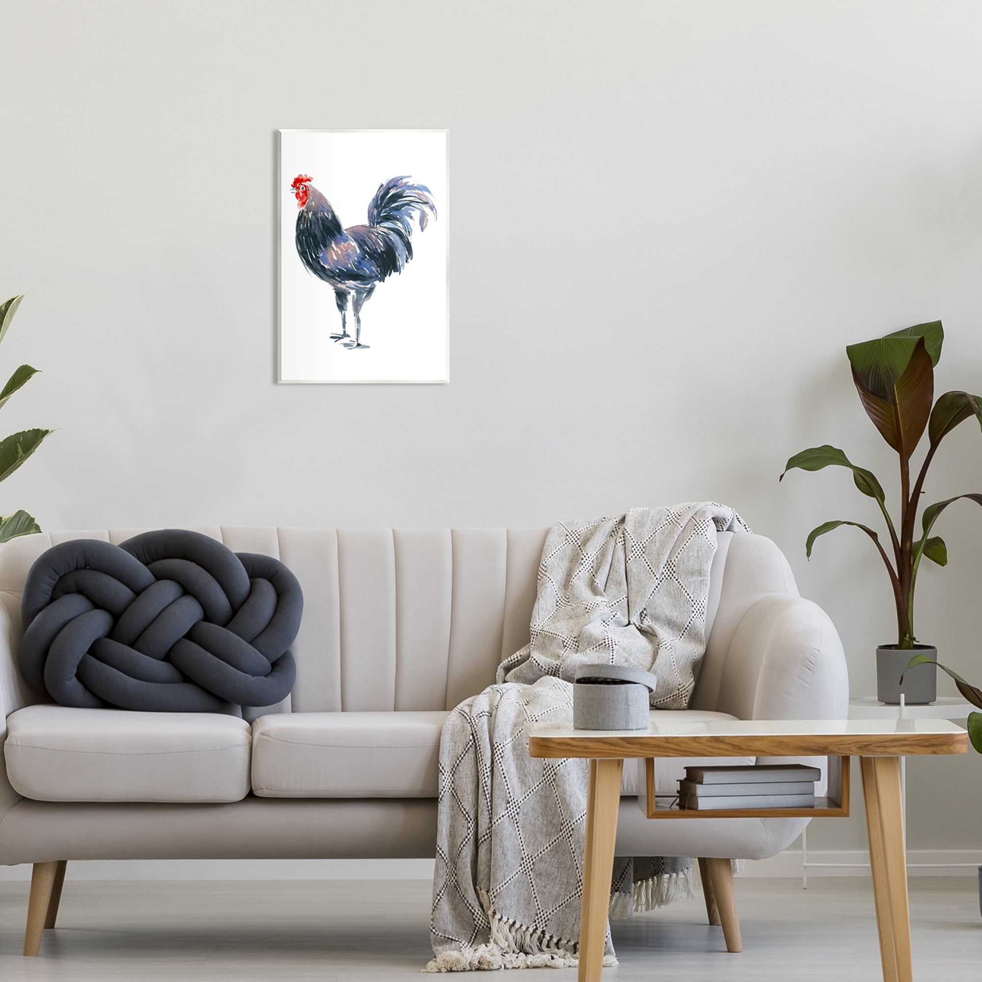 Stupell Industries Rooster Portrait on White Animals & Insects Painting Unframed Art Print Wall Art, 13 x 19