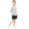 thumbnail image 4 of Light Blue Cute Plaids Pattern Vest Undershirt Tank Top Sleeveless Quick Dry 9-10Y, 4 of 7