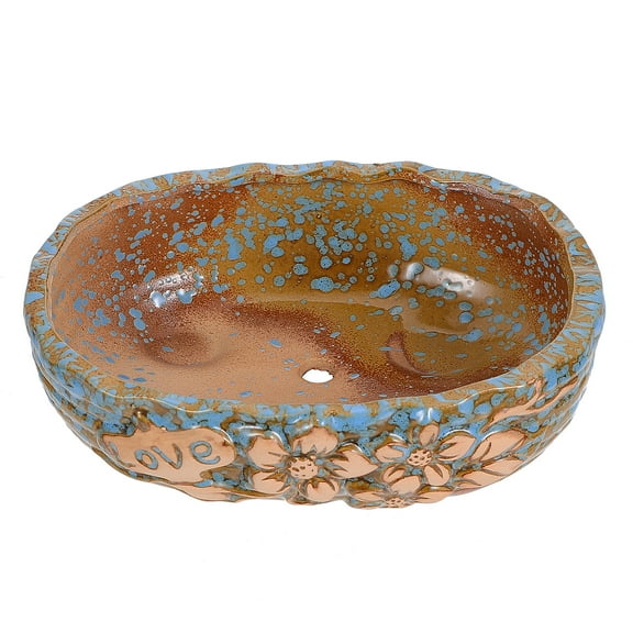 Raindrops 7.48 Inch Ceramic Succulent Pot, Large Succulent Planter For Plant Windowsill Office Desk