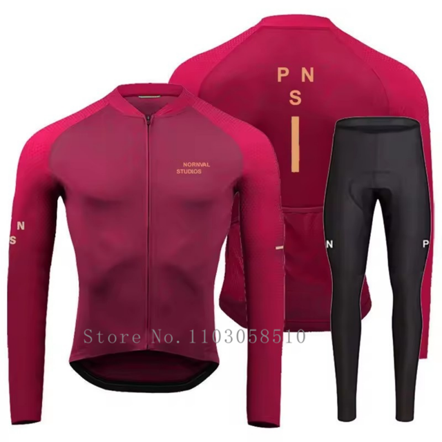 Men's Long Sleeve Cycling Jersey and Gel Pad Pants Set for Spring Autumn Various Colors