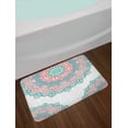thumbnail image 2 of Henna Bath Mat, Soft Colored Mandala South Asian Culture Inspired Ethnic Style Floral Image, Non-Slip Plush Mat Bathroom Kitchen Laundry Room Decor, 29.5 X 17.5 Inches, Turquoise Coral Teal, Ambesonne, 2 of 2